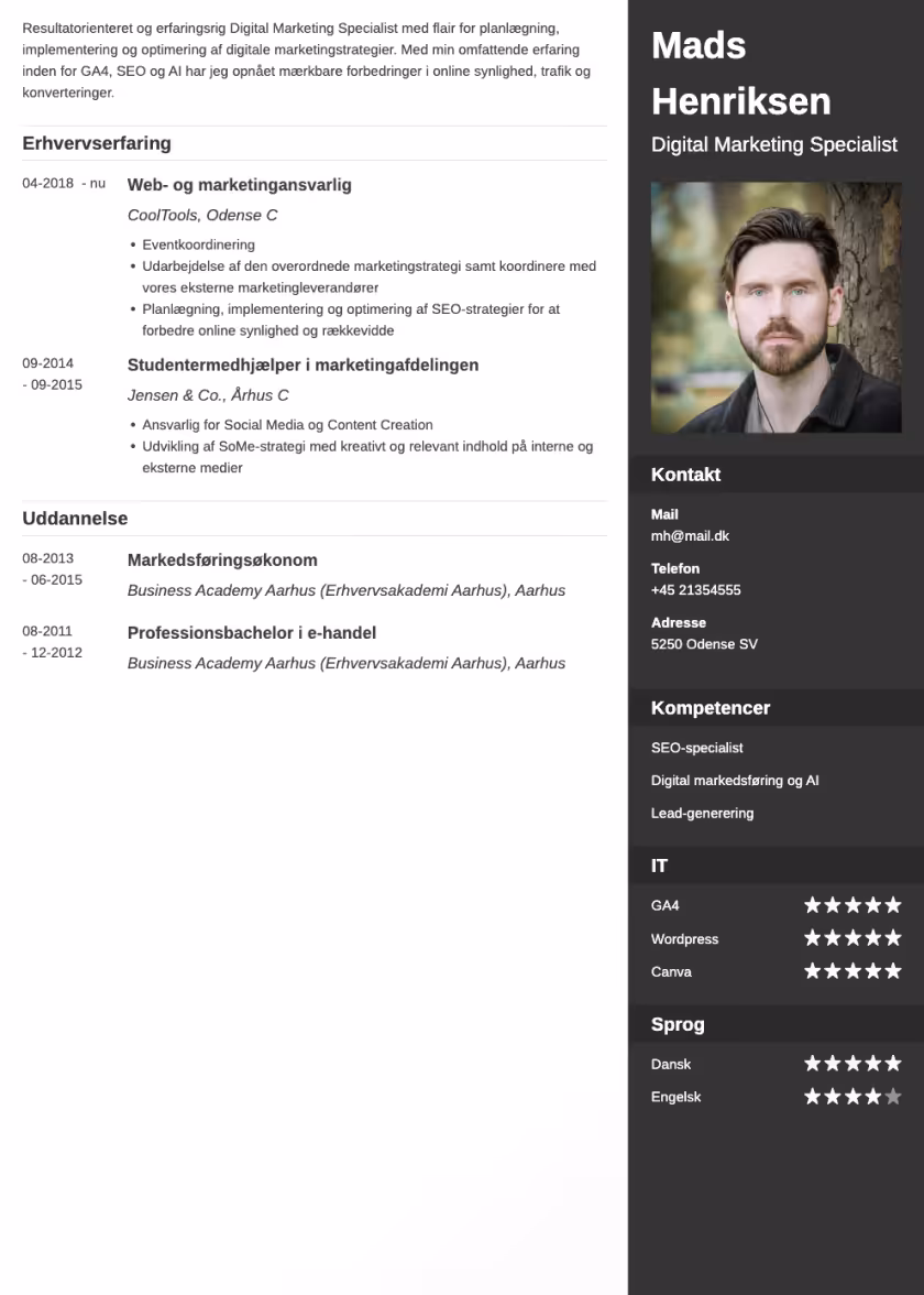 enfold cv eksempel