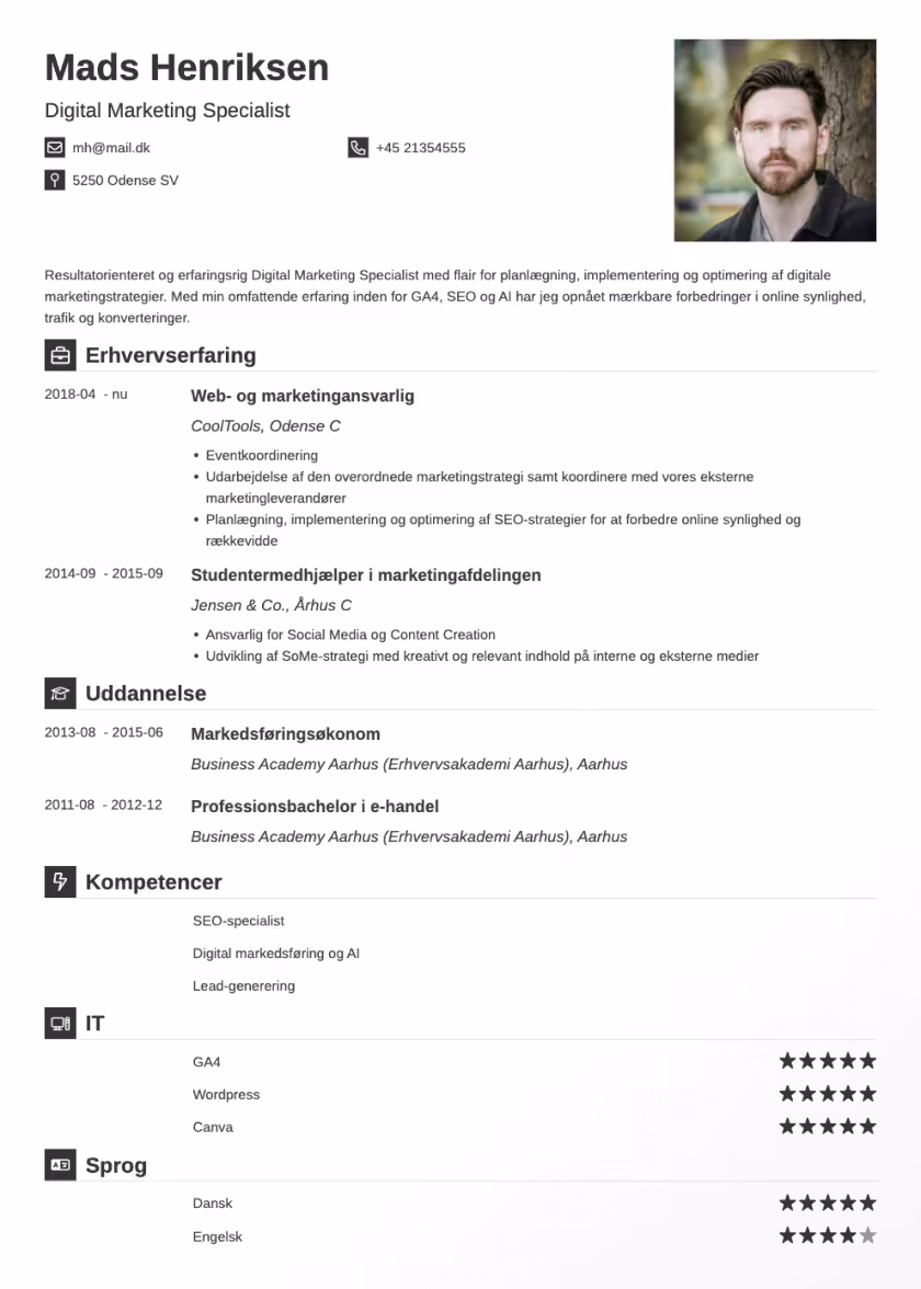iconic cv eksempel