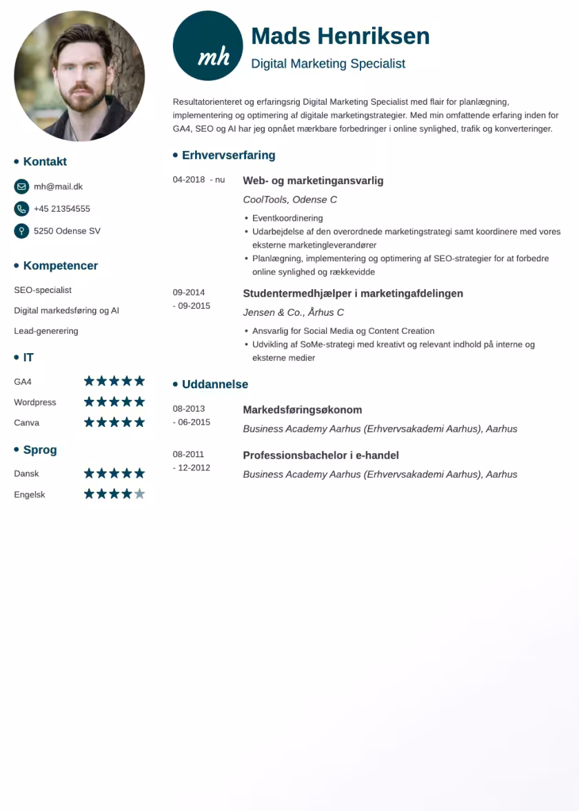 initials cv eksempel