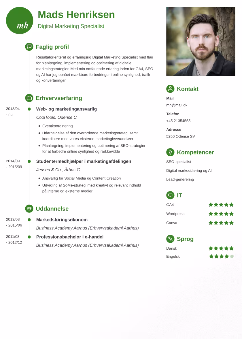 primo cv eksempel